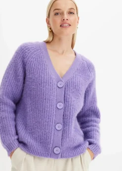 Gerippte Grobstrickjacke