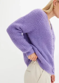 Gerippte Grobstrickjacke