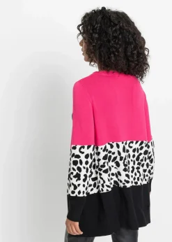 Gerippte Longstrickjacke