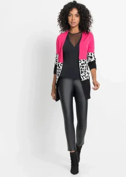 Gerippte Longstrickjacke