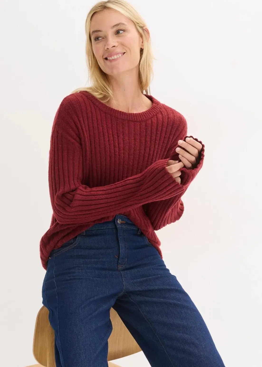 Gerippter Oversize-Pullover