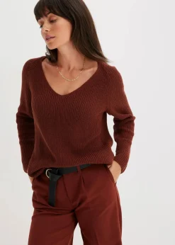 Gerippter Pullover aus reiner Baumwolle