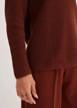 Gerippter Pullover aus reiner Baumwolle