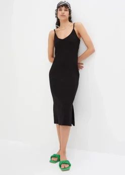 Geripptes Bodycon-Kleid aus elastischem Baumwoll-Mix