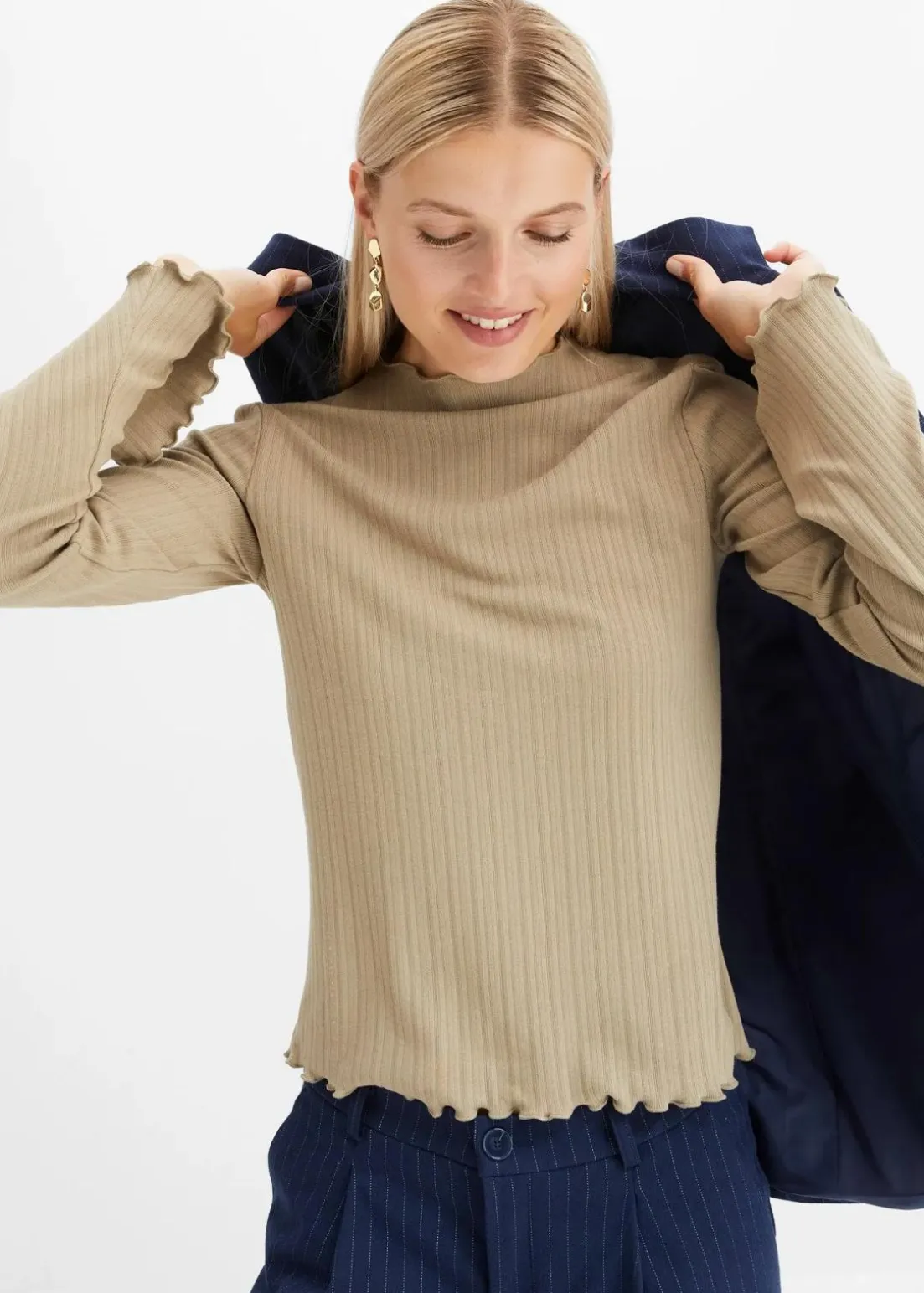 Geripptes Langarmshirt