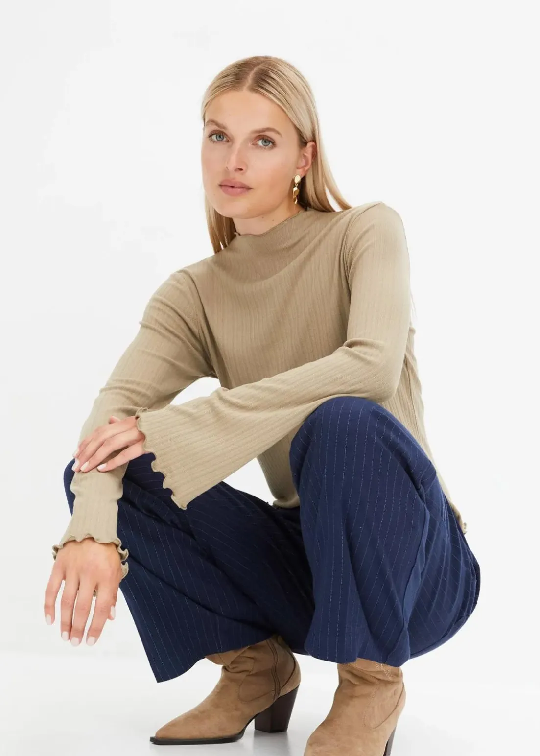 Geripptes Langarmshirt