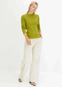 Geripptes Langarmshirt aus reiner Baumwolle