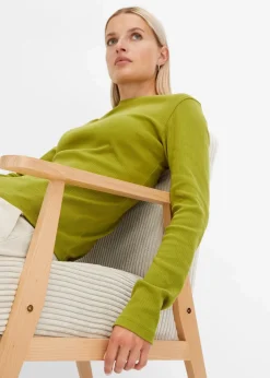 Geripptes Langarmshirt aus reiner Baumwolle