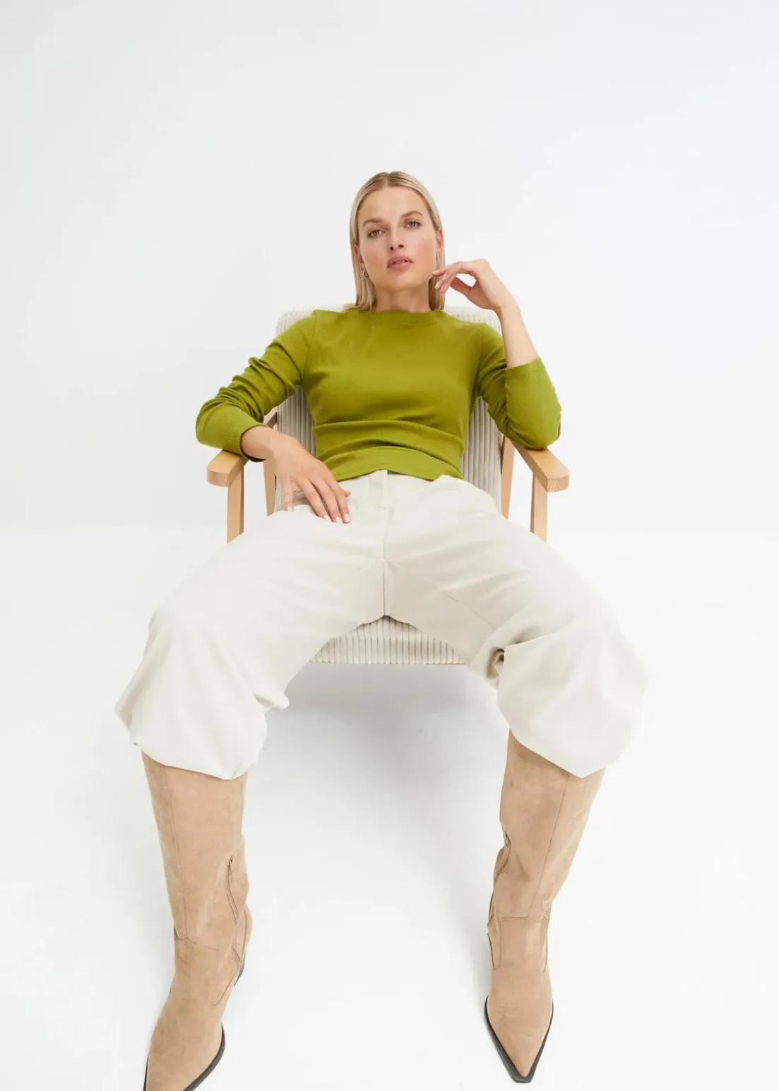 Geripptes Langarmshirt aus reiner Baumwolle