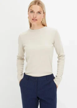 Geripptes Langarmshirt aus reiner Baumwolle