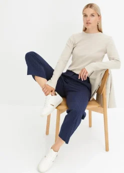 Geripptes Langarmshirt aus reiner Baumwolle