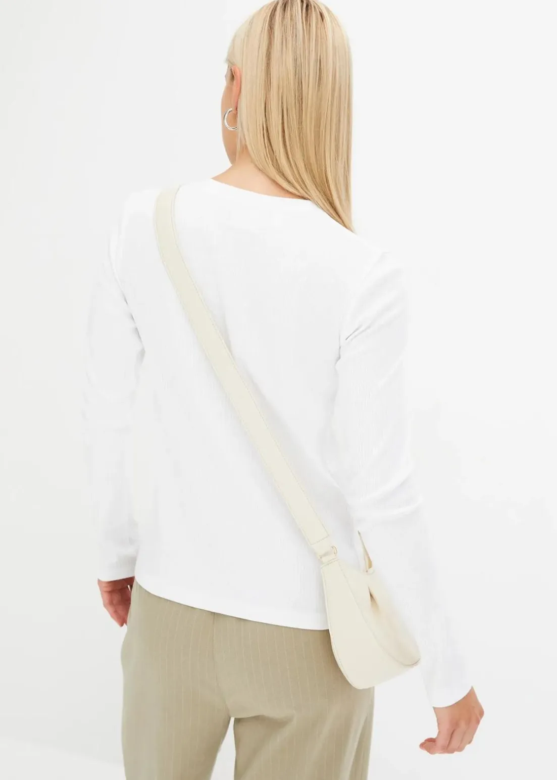 Geripptes Langarmshirt aus reiner Baumwolle