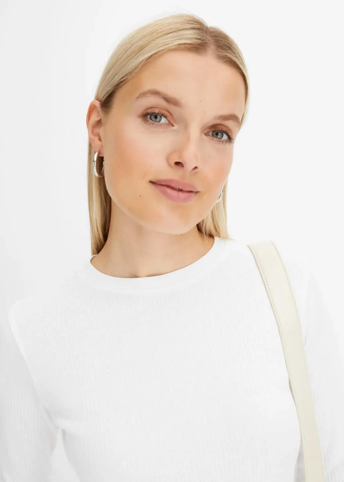 Geripptes Langarmshirt aus reiner Baumwolle