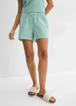 Gestreifte Schlupf-Shorts aus reiner Baumwolle