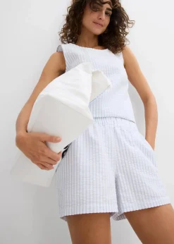 Gestreifte Schlupf-Shorts aus reiner Baumwolle