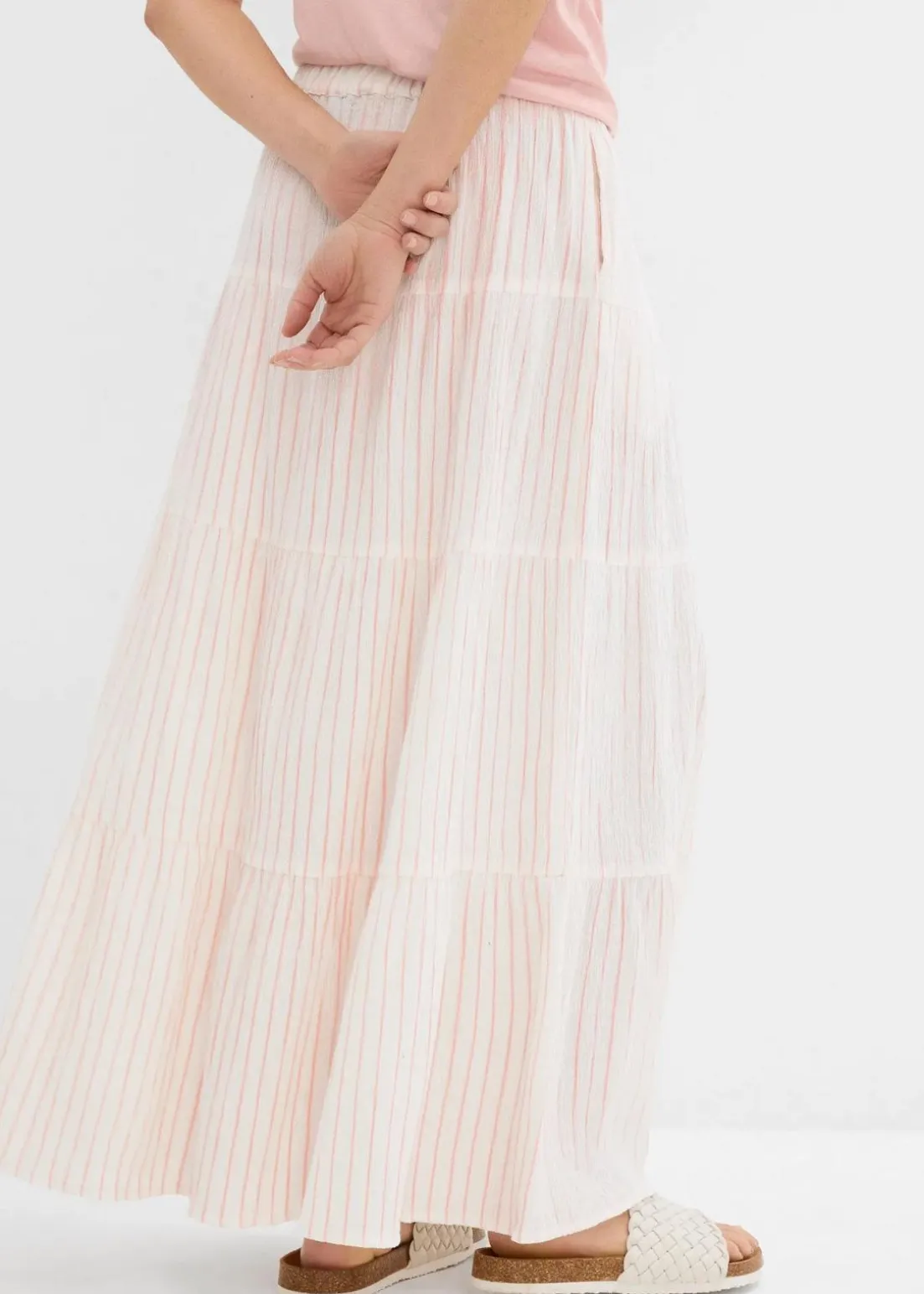 Gestreifter Maxirock aus reiner Baumwolle