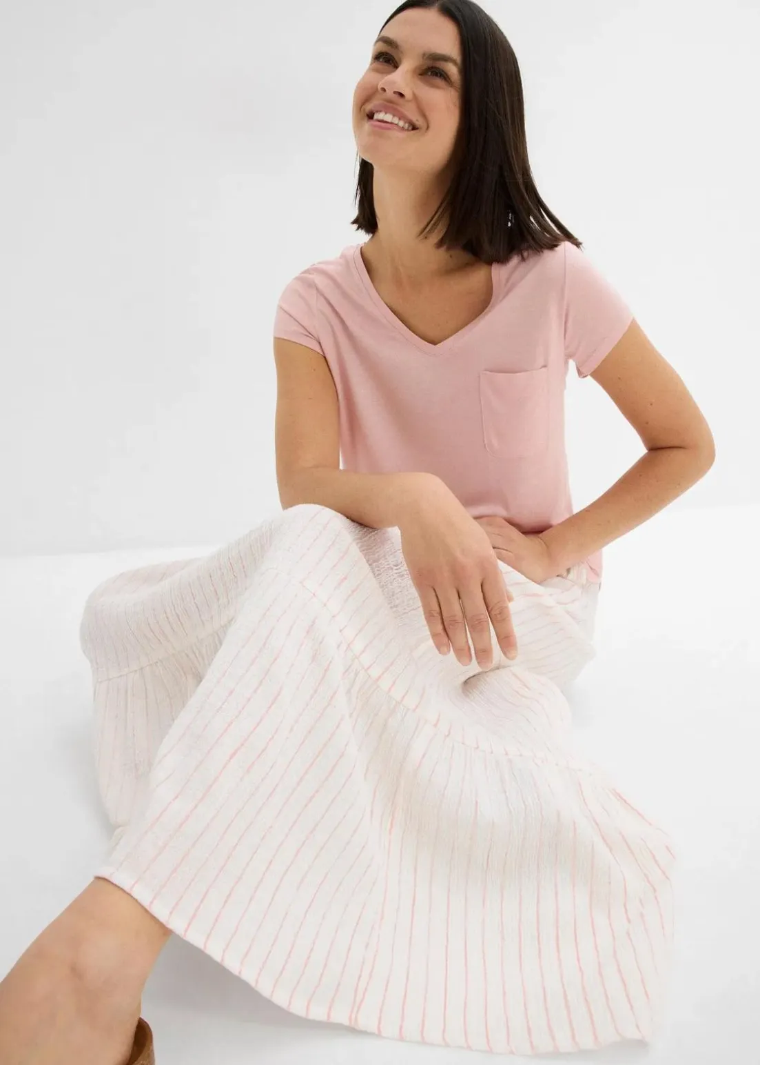 Gestreifter Maxirock aus reiner Baumwolle