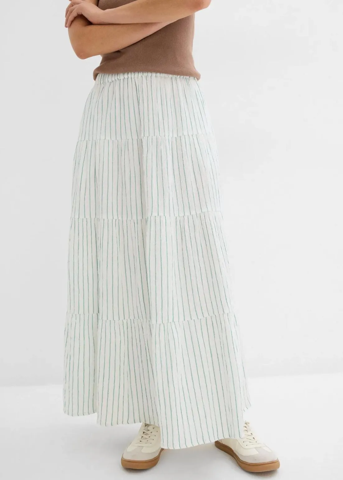 Gestreifter Maxirock aus reiner Baumwolle