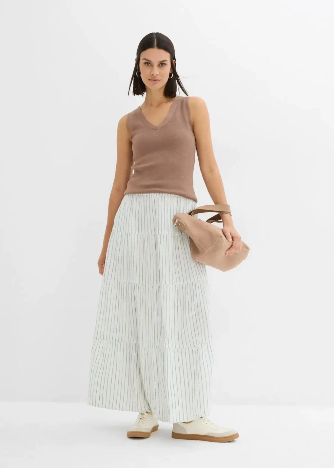 Gestreifter Maxirock aus reiner Baumwolle