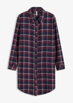 Gewebtes Nachthemd aus Flanell mit Knopfleiste