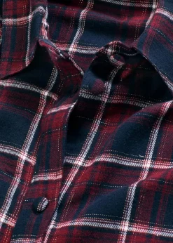 Gewebtes Nachthemd aus Flanell mit Knopfleiste