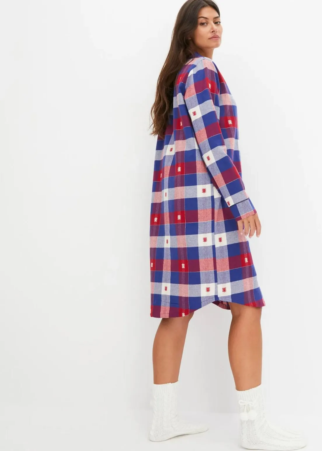 Gewebtes Nachthemd mit Knopfleiste