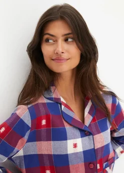 Gewebtes Nachthemd mit Knopfleiste