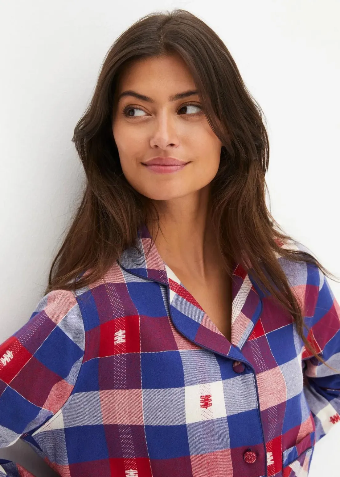 Gewebtes Nachthemd mit Knopfleiste