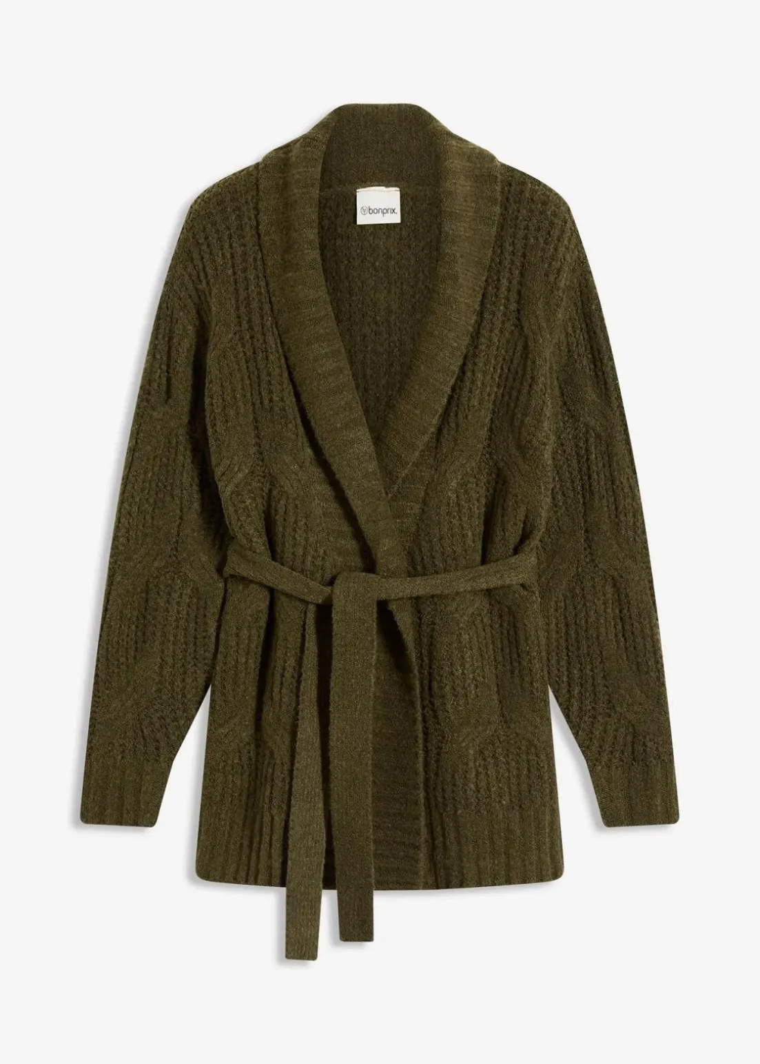 Grobstrickjacke mit Zopfmuster