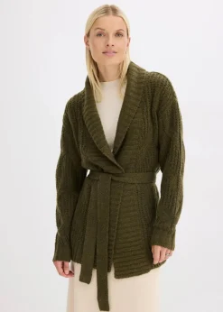 Grobstrickjacke mit Zopfmuster