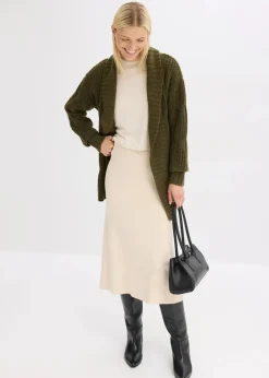 Grobstrickjacke mit Zopfmuster