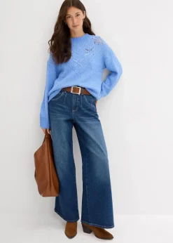 Grobstrick-Pullover aus weichem Woll-Mix