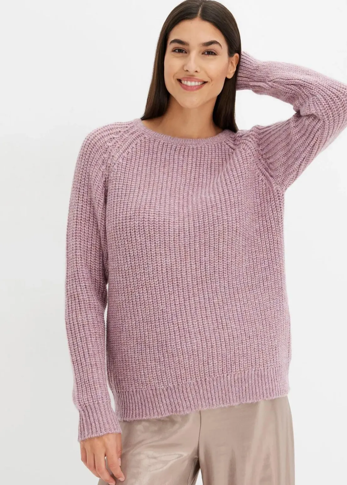 Grobstrickpullover mit Glanzgarn