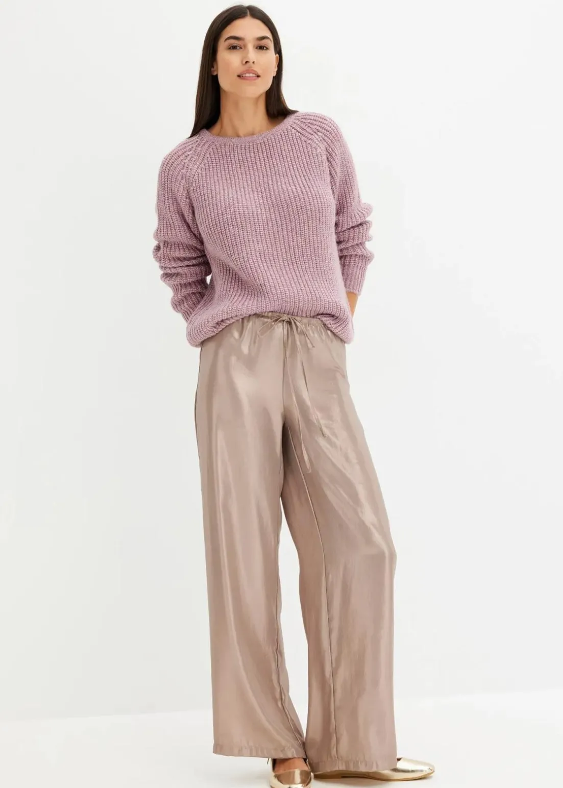 Grobstrickpullover mit Glanzgarn