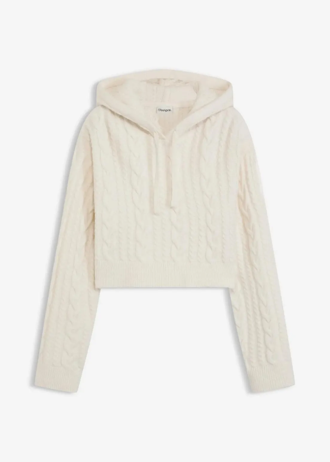 Grobstrick-Pullover mit Kapuze