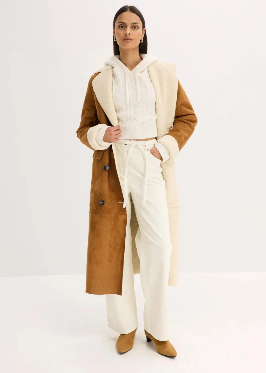 Grobstrick-Pullover mit Kapuze