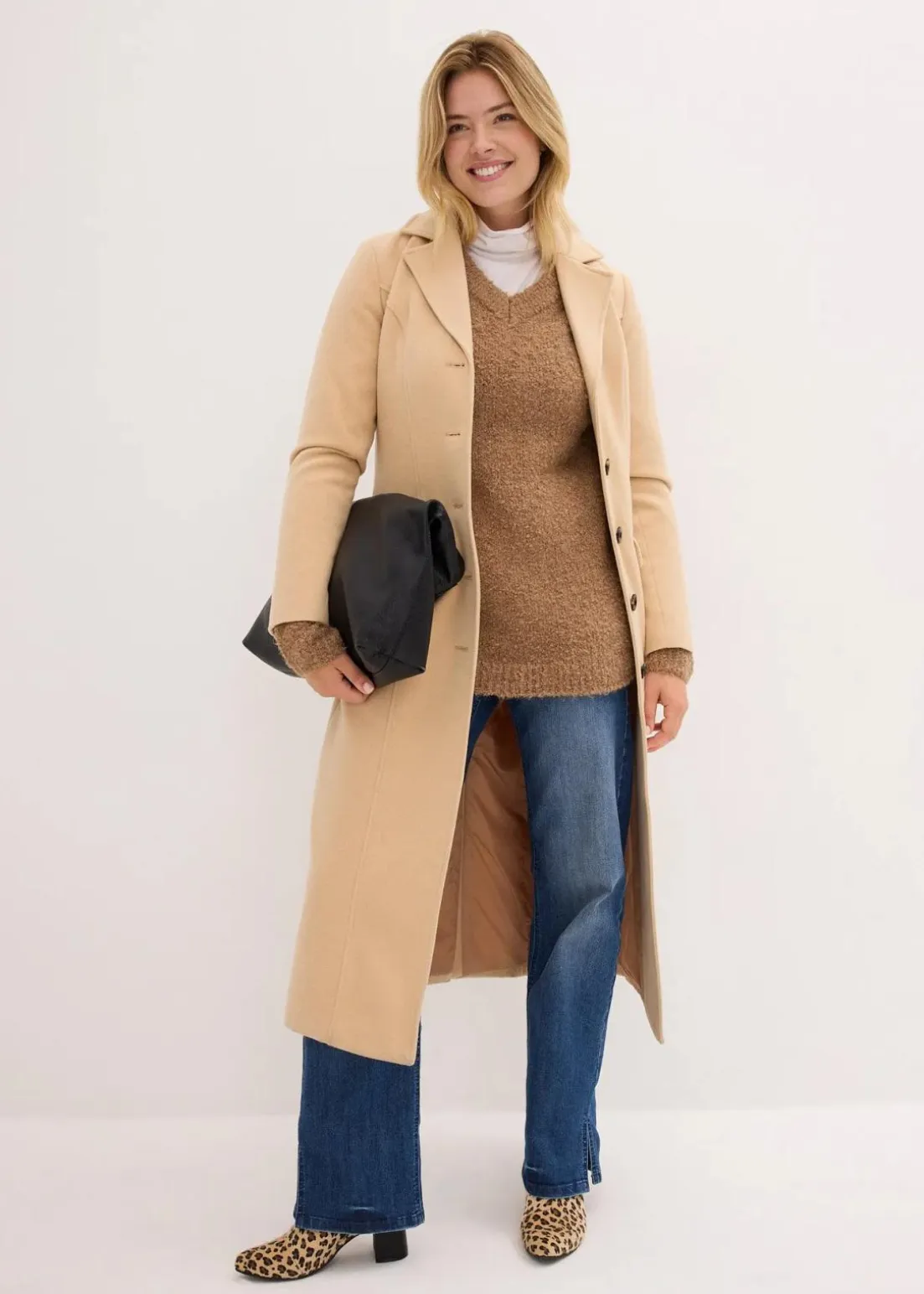 Grobstrick-Pullover mit V-Ausschnitt