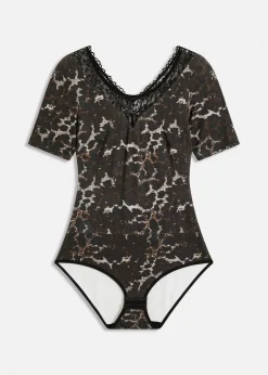 Halbarm-Body aus Modal mit Spitze
