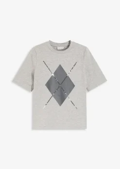 Halbarmshirt mit Pailetten und Druck