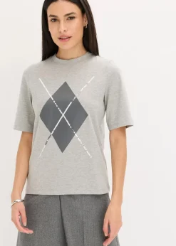 Halbarmshirt mit Pailetten und Druck