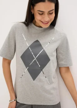 Halbarmshirt mit Pailetten und Druck