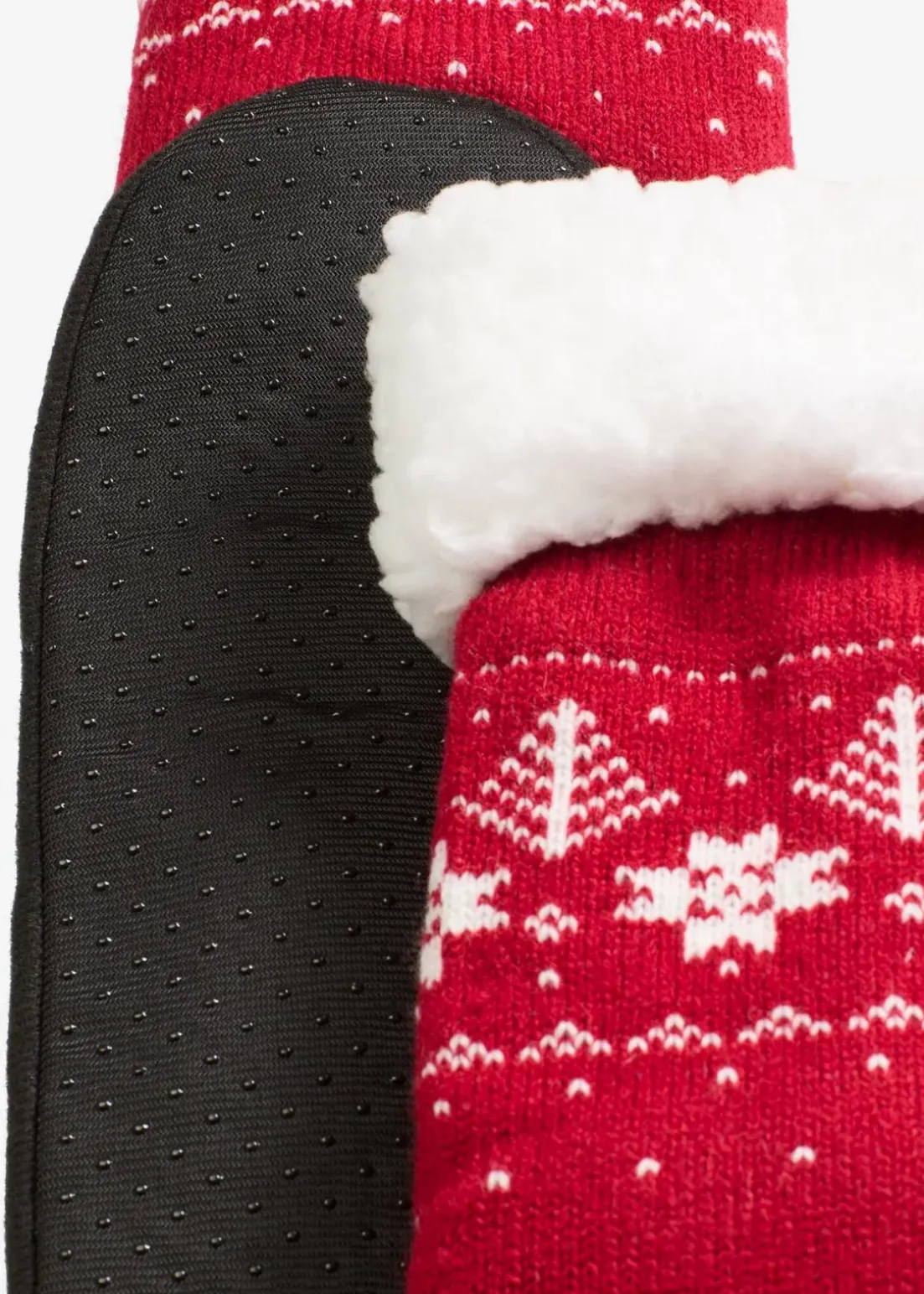 Haussocken mit angenähter Sohle und Teddyfutter