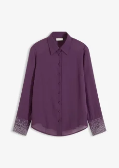Hemdbluse mit Glitzersteinchen