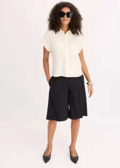 Hemdbluse aus fließendem Lyocell-Mix