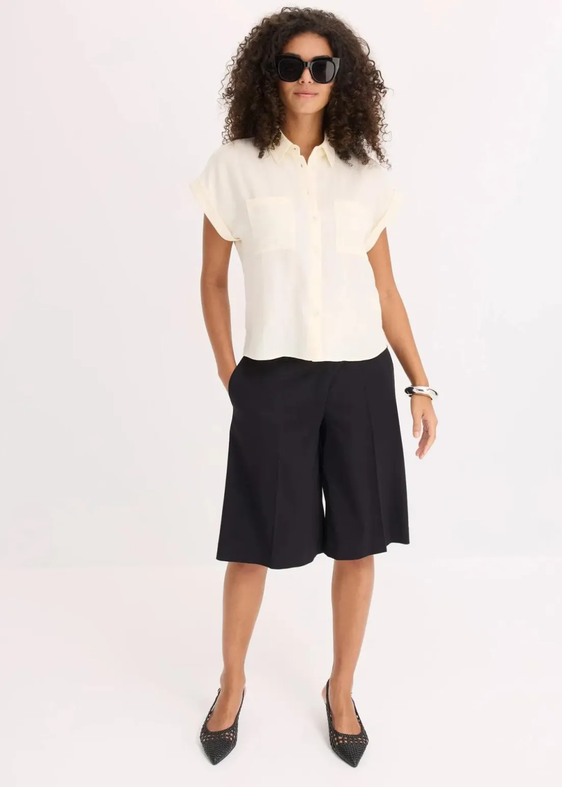 Hemdbluse aus fließendem Lyocell-Mix