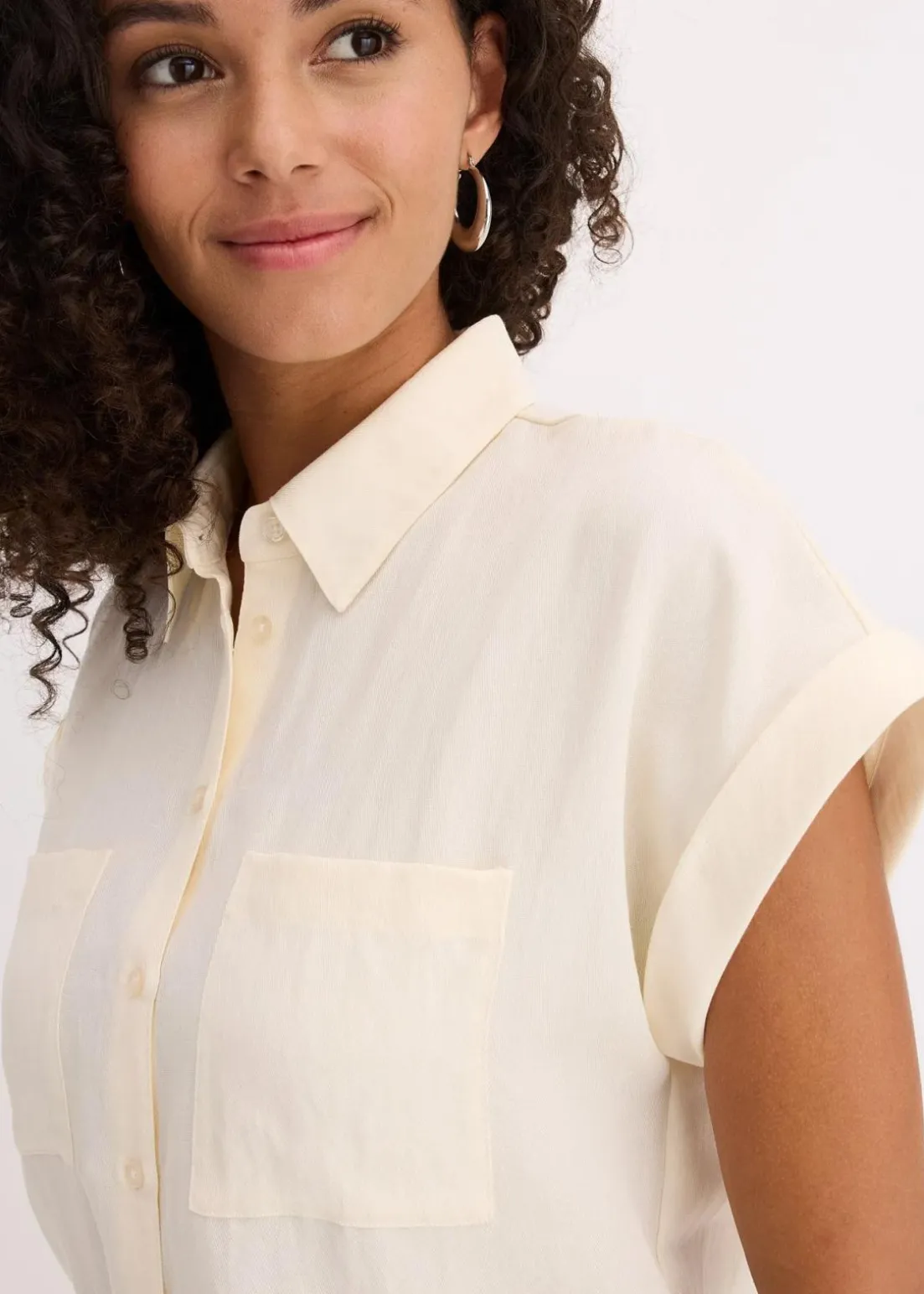 Hemdbluse aus fließendem Lyocell-Mix