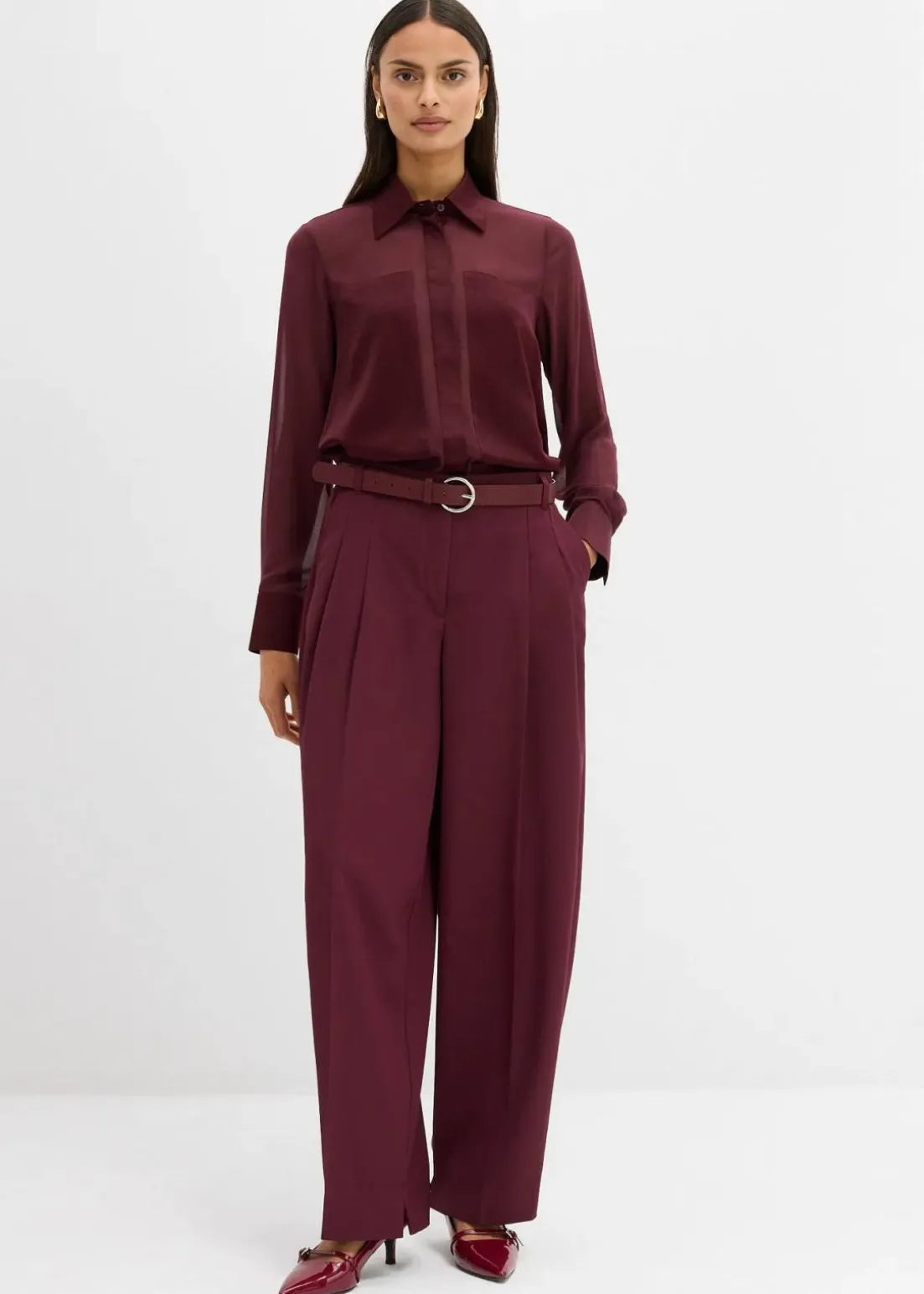 Hemdbluse mit Satineinsatz