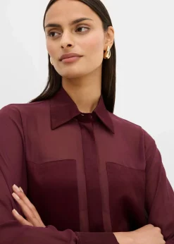 Hemdbluse mit Satineinsatz