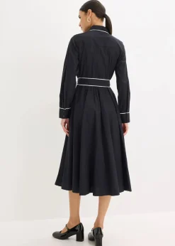 Hemdblusenkleid aus Baumwoll-Popeline mit bügelfreier Ausrüstung