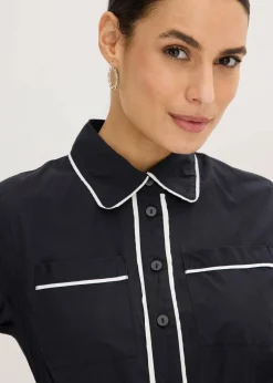 Hemdblusenkleid aus Baumwoll-Popeline mit bügelfreier Ausrüstung